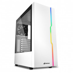 Sharkoon RGB SLIDER White  ATX Case, with Side Panel of Tempered Glass, without PSU, Tool-free, Cable Management, Front Panel w/1xARGB LED Strip, Pre-Installed Fans: Rear 1x120mm, ARGB Controller, 2x3.5- / 5x2.5-, 2xUSB3.0, 1xUSB2.0, 1xHeadphones, 1xMic, 
